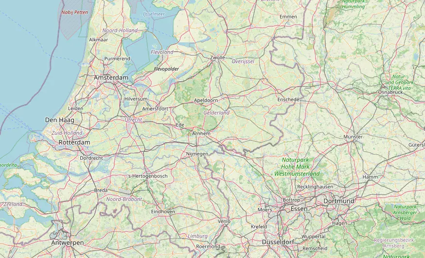 Kaart van Nederland, het werkgebied van Thermo Flow Vloerverwarming